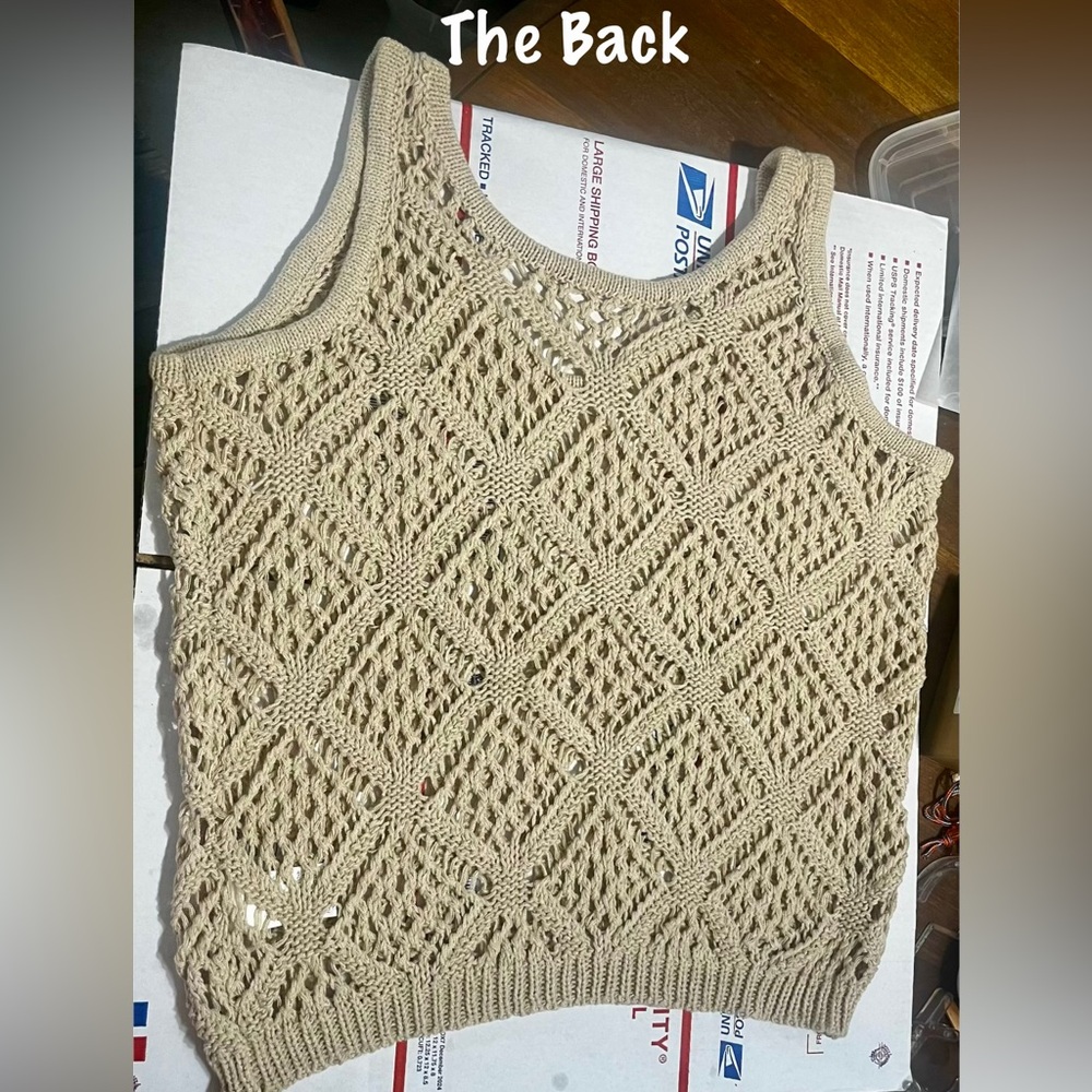 Cream Crochet Knit Tank Top - Picture 5 of 10